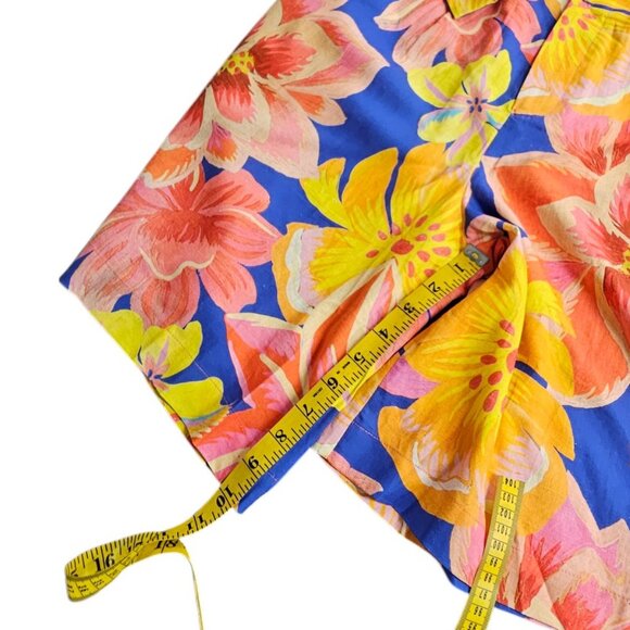 Farm Rio x Anthropologie Linen Blend Belted Floral Bermuda Shorts, Relaxed,Small - Picture 6 of 11